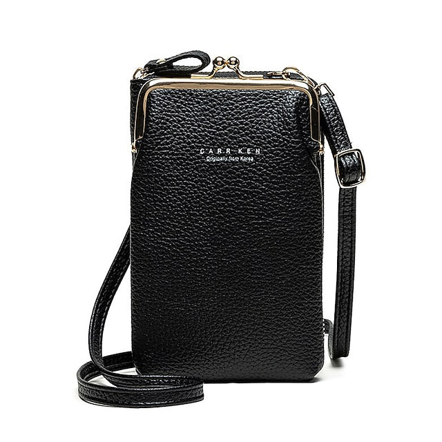 Tasche Gold Damen Kunstleder mit Rahmen Schwarz Crossbody