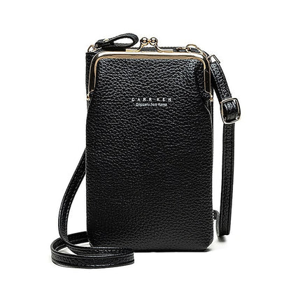 Tasche Gold Damen Kunstleder mit Rahmen Schwarz Crossbody