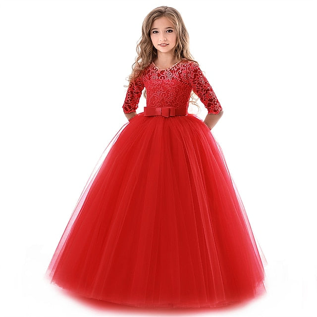 Wedding Girls' Dress Colored Girl Kids Solid Flower