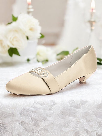 Kitten Blue Rhinestone Women's Satin Heels with