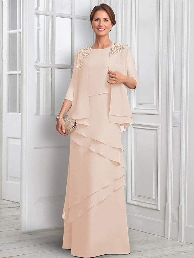the Bride Dress Suit Piece Elegant Mother of Formal Two A-Line