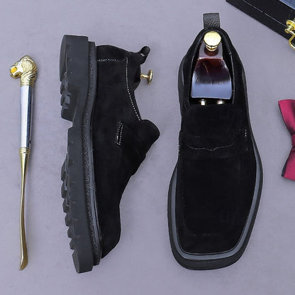 -Classic Leather Suede Cowhide Loafers Men's Business