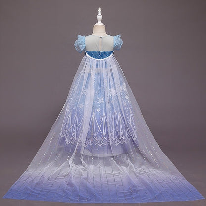 With Tulle Princess Cape Hooded Crown Dress Set Cloak Elsa