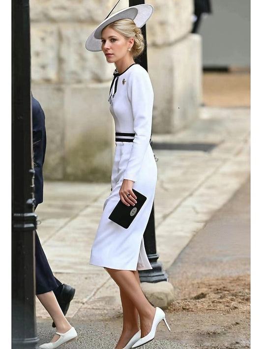 Elegant Vintage Neck Dress of the Bride Crew Casual Mother