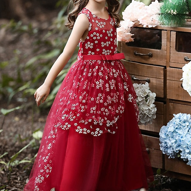 Party Color Kids Cosplay Dress Solid Girls'