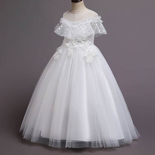 Party Flower Girl Dress Color Kids Solid Girls'