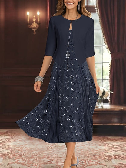 Simple Piece A-Line Dress Bride of Elegant Mother Two the