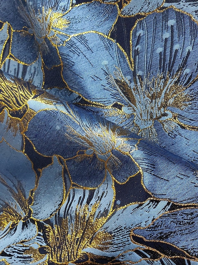 Jacquard Evening Brocade Elegant Dress A-Line Formal Floral Gown