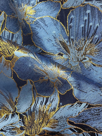 Jacquard Evening Brocade Elegant Dress A-Line Formal Floral Gown