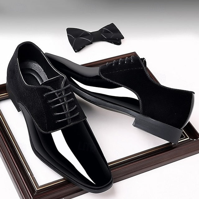 Oxford Patent Leather Shoes with Blue Men's Navy