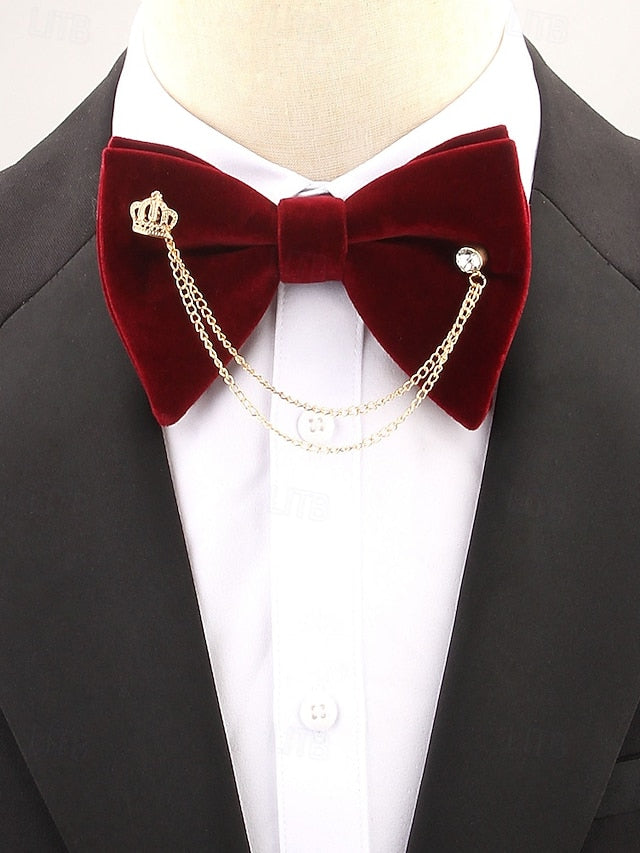 Tie – Chain Velvet Crown Detail and with Men's Bow