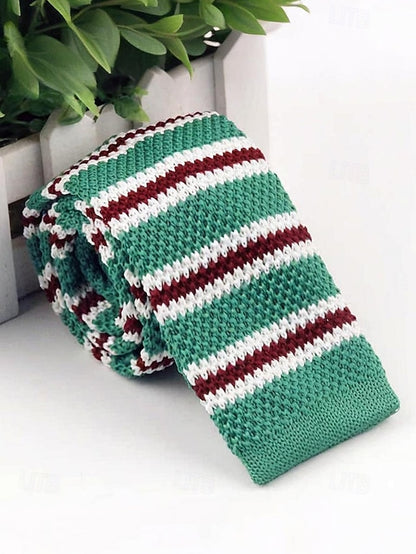 - Neck Men's Stripe Stylish Knit Christmas Tie Woven