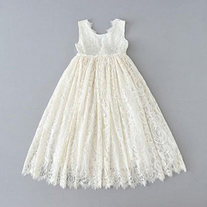 Solid Sleeveless Kids Dress Colored Girls' Party Wedding