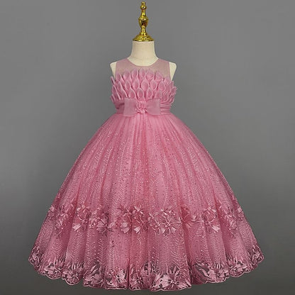 Girl Girls' Solid Flower Kids Dress Colored