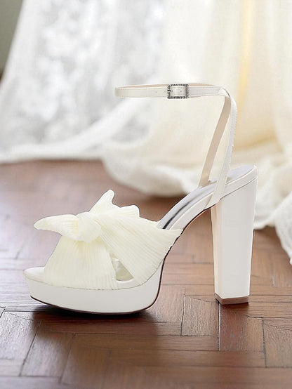 with Heel Women's Strap Sandals White High Platform Ankle