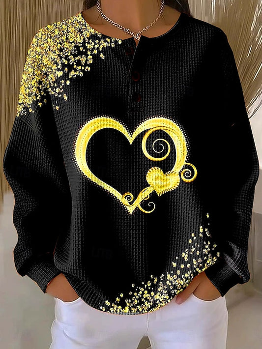 Women's Pullover Sweatshirt Heart Graphic Vintage Casual