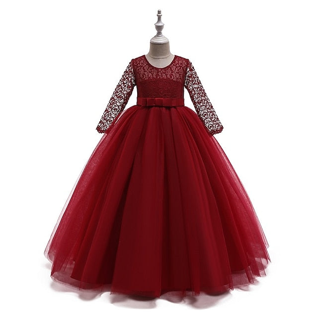 Wedding Girls' Dress Colored Girl Kids Solid Flower