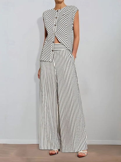 Two Print Piece Striped of the Bride Mother Pantsuit