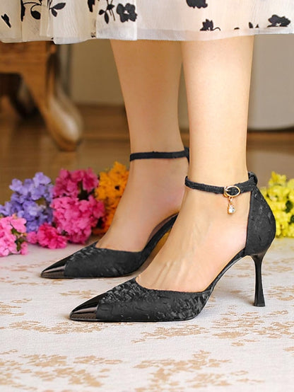 Women's Accents Beige Satin Gold with Toe Pointed Heels and