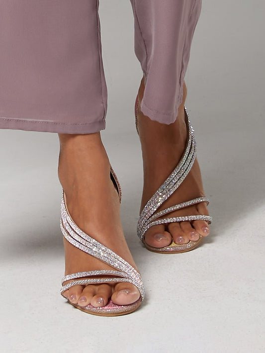 Sandals Crystal Strappy Women Heel Rhinestone – High for
