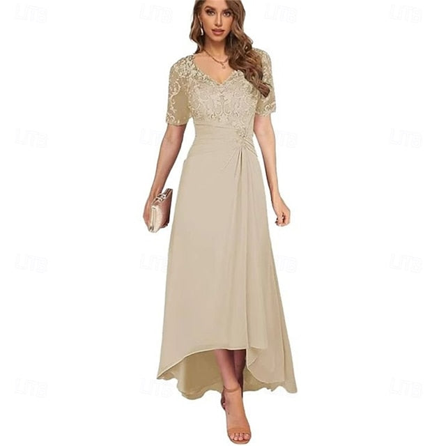 Bride Neck V the Dress Elegant Simple A-Line of Mother