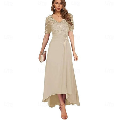 Bride Neck V the Dress Elegant Simple A-Line of Mother