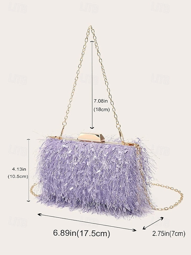 Clutch Chain Evening with Feathered Chic Women's Strap