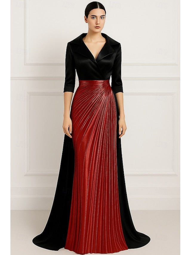 Elegant Gown Formal Gold Evening A-Line Black Dress Wedding