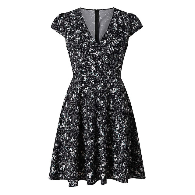 Women's Casual Dress Floral Dress Mini Dress Black Navy