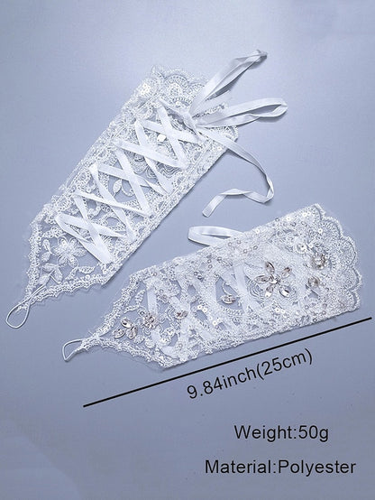 Elegant with Accessories Wedding – Bridal Pearls Lace Gloves