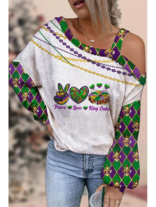 Women's Shirt Blouse Heart Carnival Casual Going out White