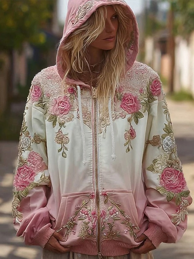 Women's 3D Print Vintage Boho Hoodie Patchwork Hoodie