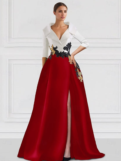 Tuxedo Formal Floor Gown Evening Elegant A-Line Dress