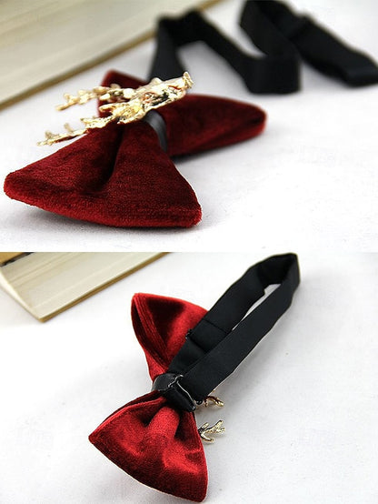 Gold Tie Pin Head Velvet with Men's Bow Deer