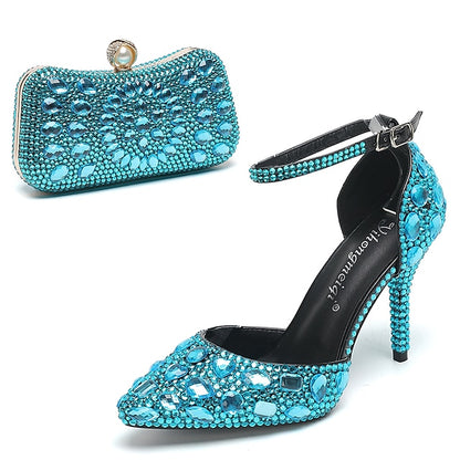 Multicolor Women's Wedding Rhinestone Shoes Heel High with