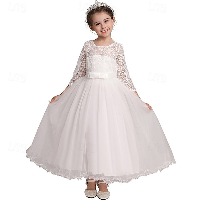 Flower Wedding Dress Kids Half Girl Sleeve Girls'