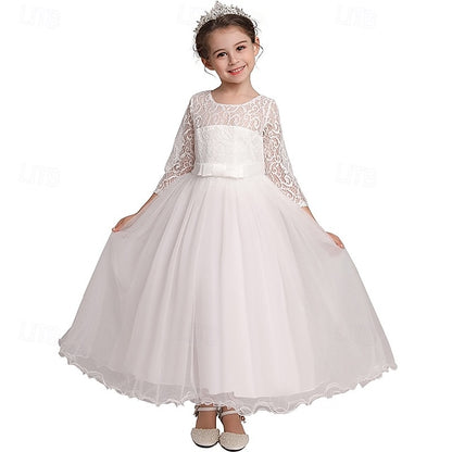 Flower Wedding Dress Kids Half Girl Sleeve Girls'