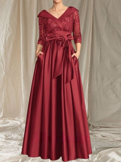 Dress of Mother Elegant A-Line Wedding Bride the Guest V Neck