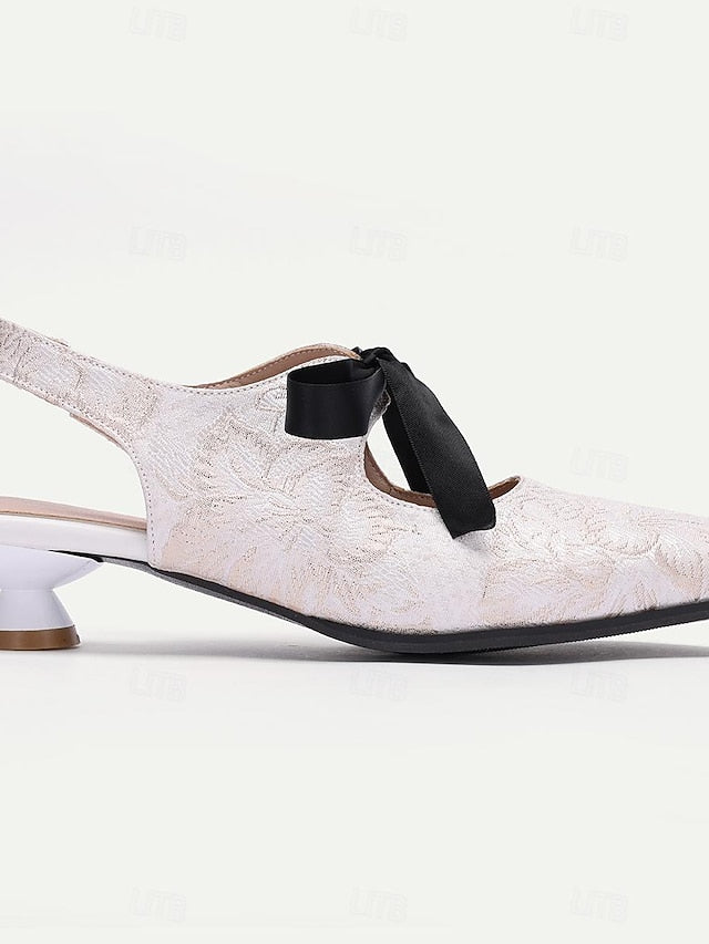 Lace - Heels with Elegant Vintage Bow Women's Slingback