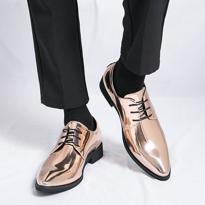 for Formal Shoes Glossy Leather Patent – Green Lace-Up Men
