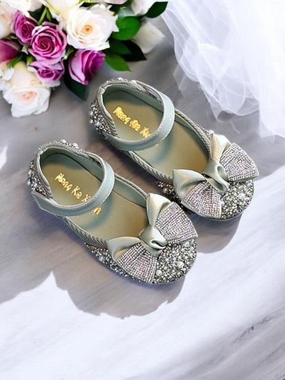 Girls' Jane Sparkly Rhinestone Bow Shoes Glitter Mary –