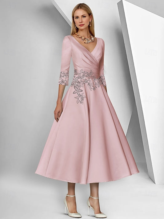 the Mother Elegant A-Line V Bride Simple Neck Dress of