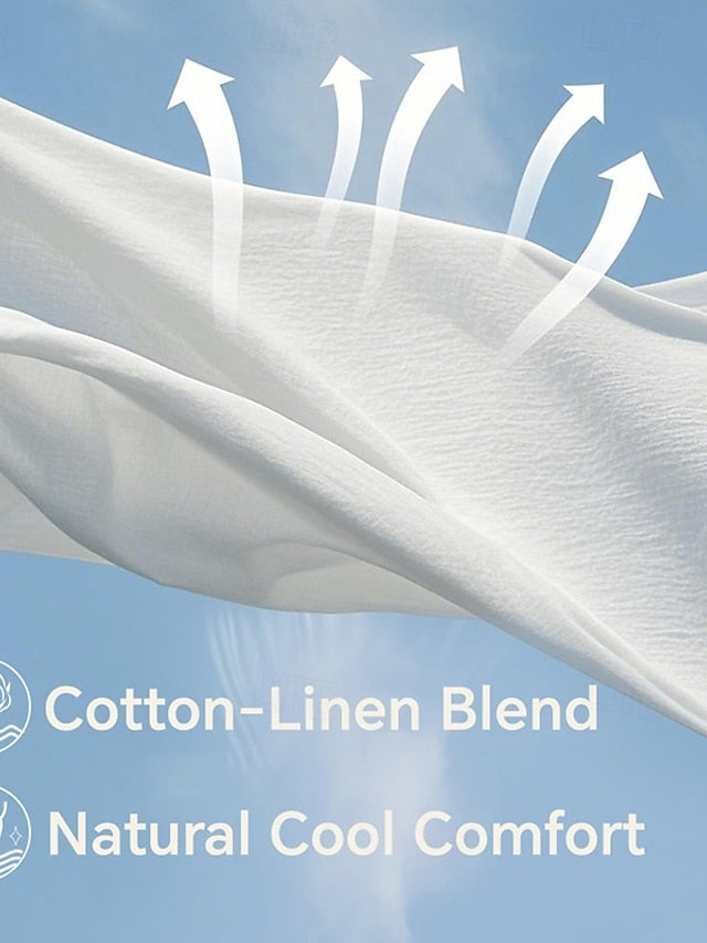 Women's Mini Dress White Dress Cotton Linen Dresses Black