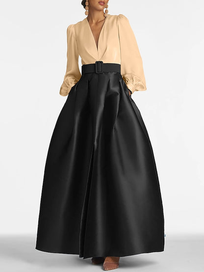 Wedding High Formal Guest Gown Floor Dress A-Line Evening Split
