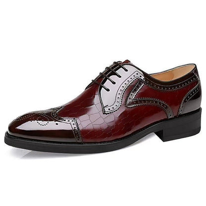 Patent Oxford Brogue Burgundy with Men's Leather Shoes