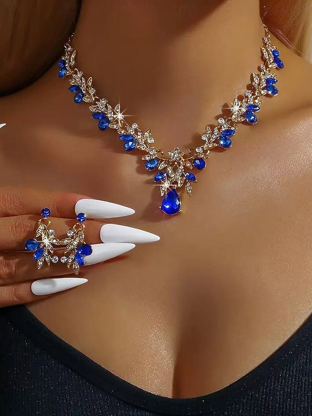 Rhinestone Pendant Teardrop Women's Gold - Set with Jewelry