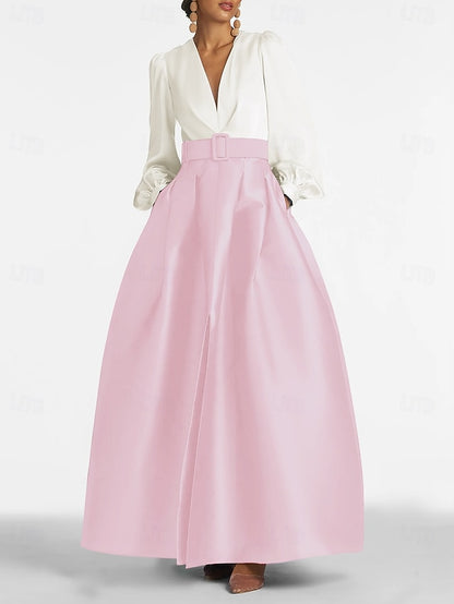 Wedding High Formal Guest Gown Floor Dress A-Line Evening Split