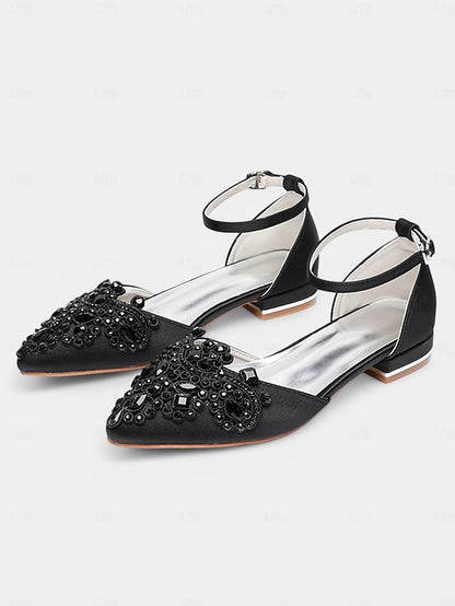 – Gemstone Vintage Pointed-Toe Style Green Embellished Flats