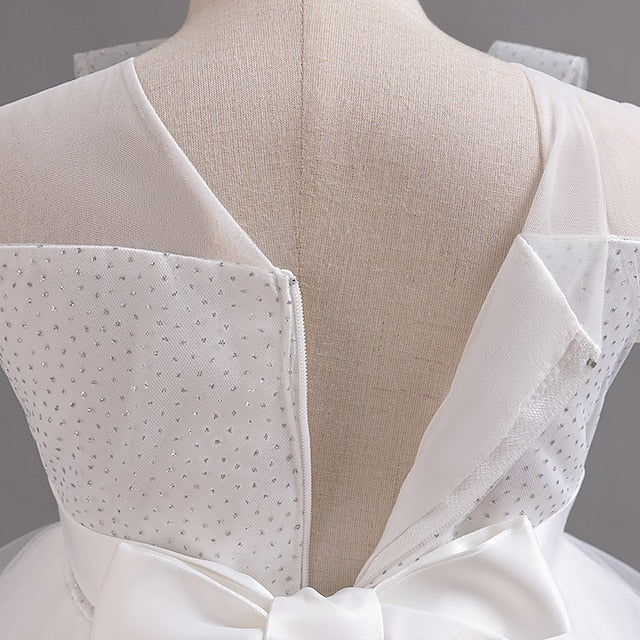 Kids Sleeve Girls' Dress Solid Short Color Wedding Party