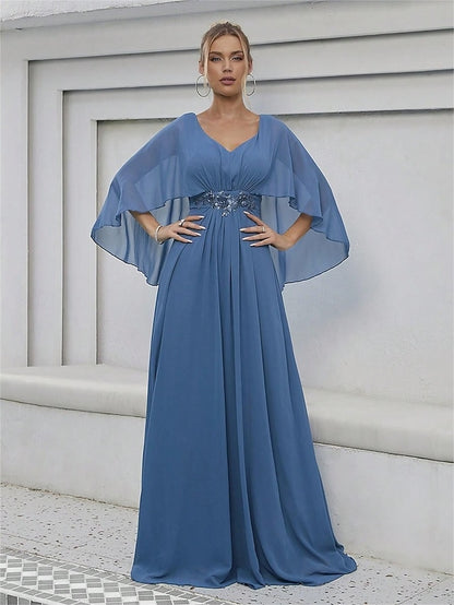 Mother Bride Elegant Dress V Neck the of Floor Party